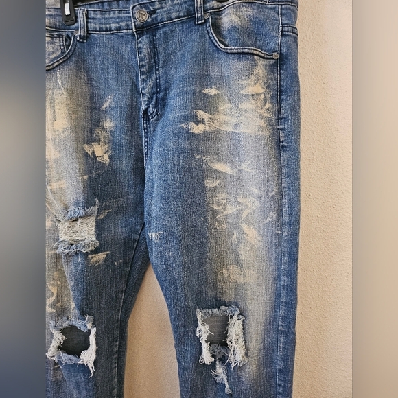 Waimea Men's Distressed Slimmer Fif Blue Jeans Size 40/32 . - Picture 5 of 12